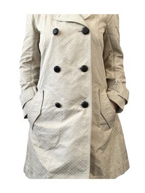 Louis Vuitton Cream Double-Breasted Vintage Monogram Trench Coat
